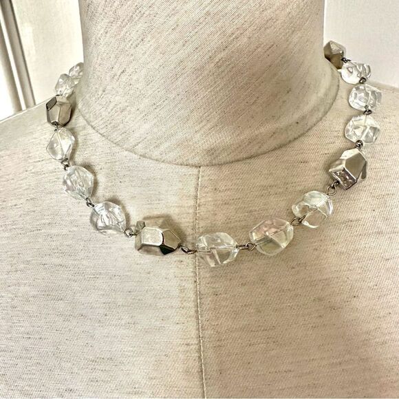 Silver clear beaded necklace Jewelry - Silver tone and clear beaded necklace